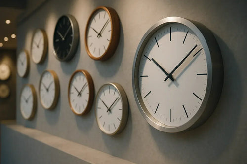 Watch advertisement showing hands set to 10:10 position creating symmetrical smile shape on dial