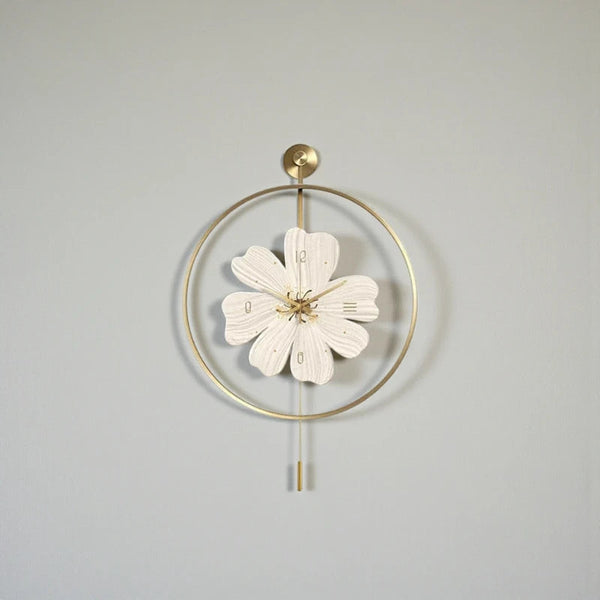 Floral Wall Clock in Brass - Fenton