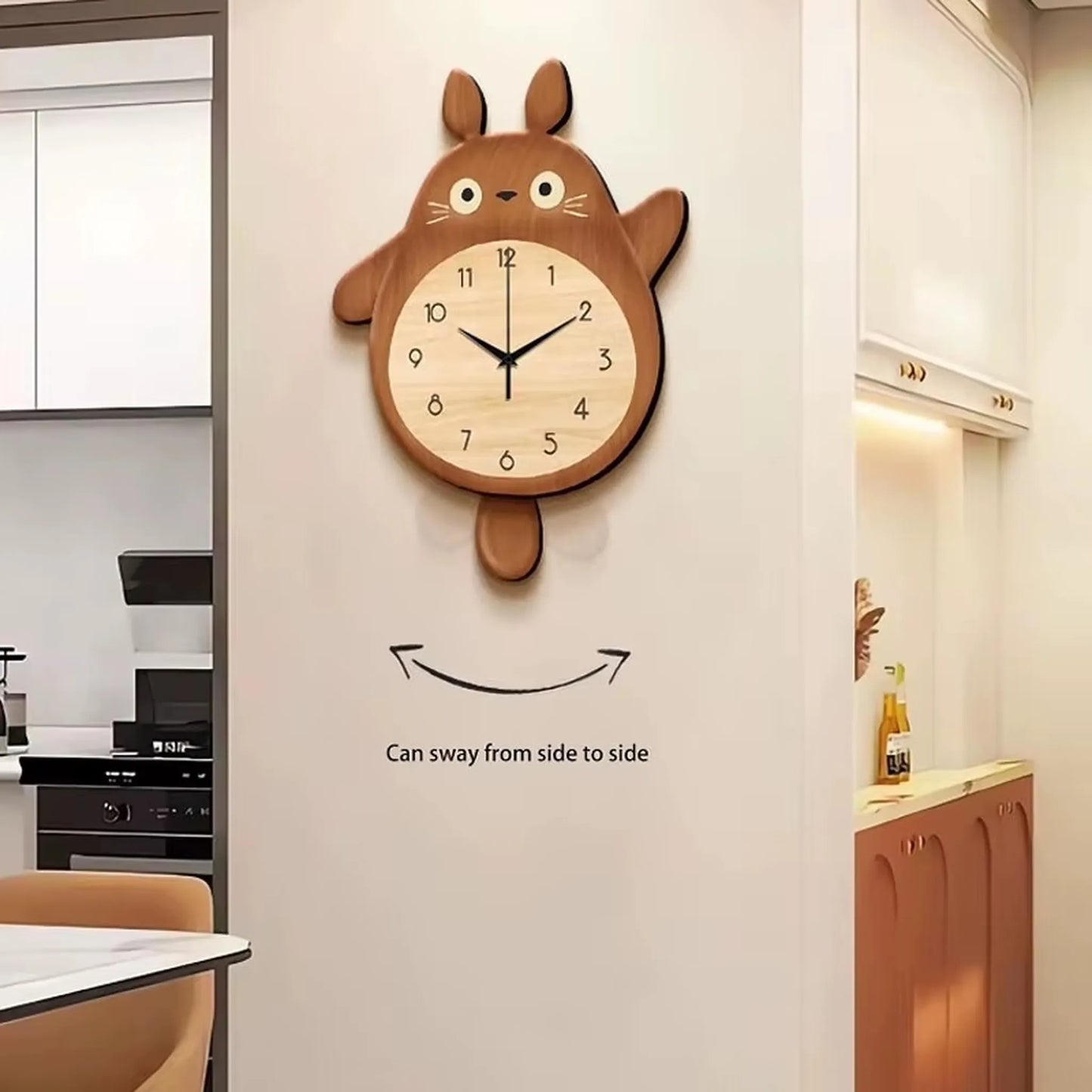 The Veynor whimsical wooden wall clock features an animal-shaped design with a swinging pendulum tail, adding charm and natural beauty to any space.