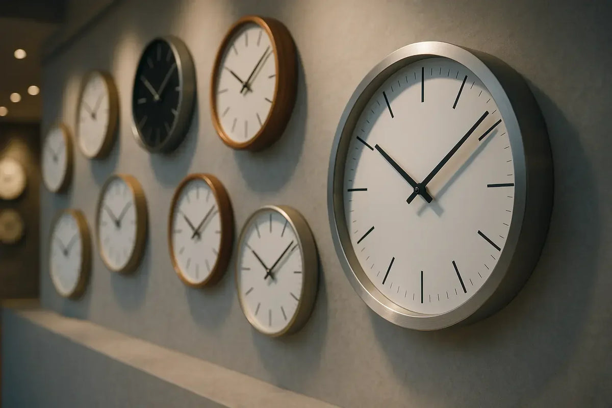 Watch advertisement showing hands set to 10:10 position creating symmetrical smile shape on dial