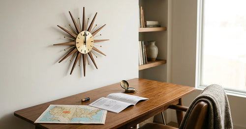 Atomic wall clock reset process with battery and instruction manual