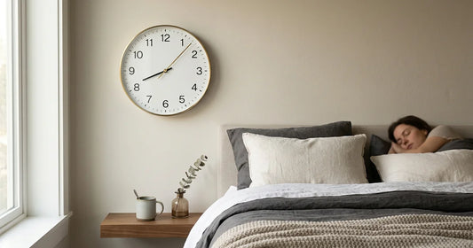 Silent wall clock in peaceful bedroom promoting better sleep quality