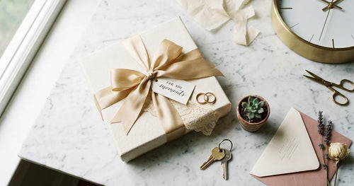 Luxury wall clock gift with wedding rings house keys anniversary cards