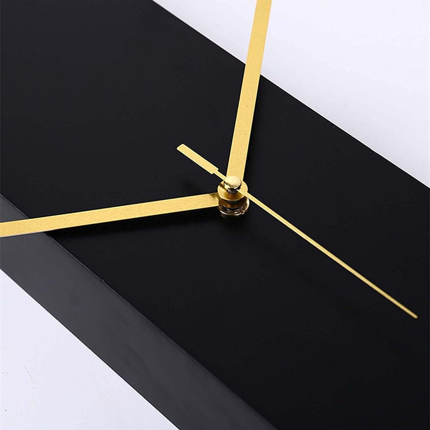 Modern long wall clocks - Rowell: A minimalist clock featuring slim gold hands on a matte black block, transforming wall spaces into silent, functional art, embodying The Horologista's refined timepiece collection.
