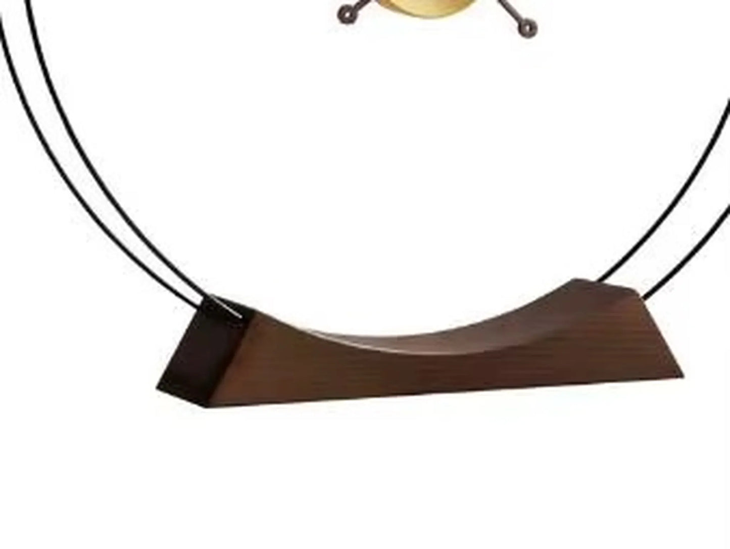 Design table clock - Bexley: A minimalist wooden base supports two thin metal rods, elegantly arching to hold the clock, embodying contemporary style and sophistication, perfect for adding an artful touch to any space.