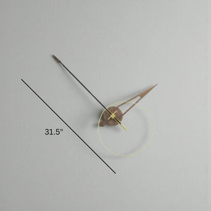 Unique modern wall clock - Crawell features a minimalist design with a 31-inch span, natural-wood and black hands, and a brass second hand, creating a sculptural timepiece inspired.