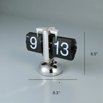Retro flip clock - Jorrel: A 9 AM time display on a polished pedestal, showcasing its classic mechanical design and internal gear operation for a touch of timeless style in any modern setting.
