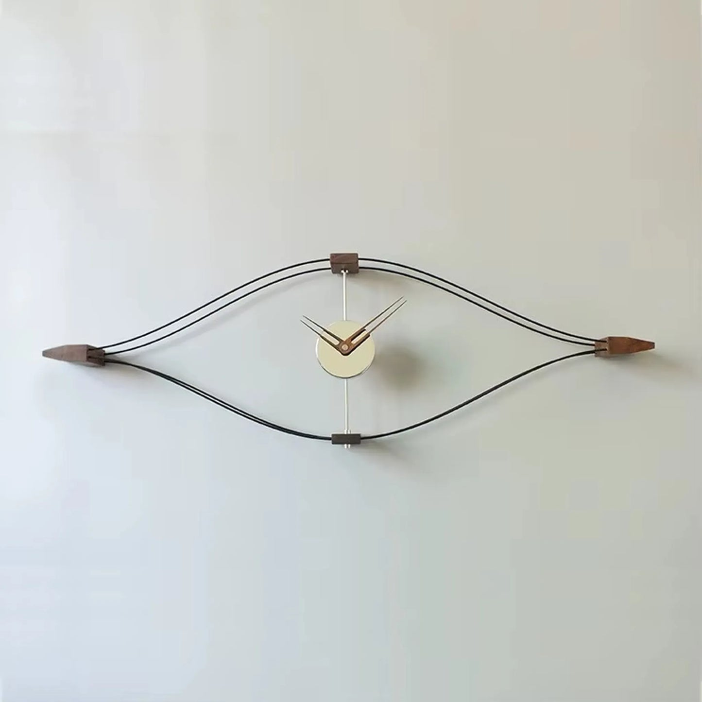 Black and gold large wall clock in modern industrial living room