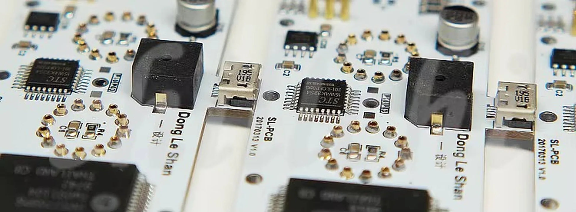 Nixie tube clock - Hartley close-up featuring intricate PCBs with micro-USB, microcontroller, and spring/contact pads, representing The Horologista's blend of vintage tech and modern craftsmanship.