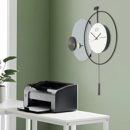 Big Wall Clock Modern - Darrington: A sleek, oversized (31.2) wall clock with a white face and black frame, mounted above a minimalist workspace, epitomizing contemporary style and functionality.