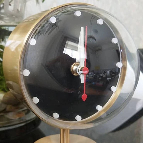 Vintage Gold Desk Clock - Weston three-quarter view showing sculptural design
