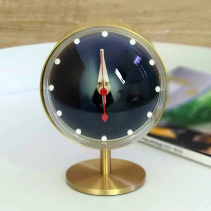 Vintage Gold Desk Clock - Weston angled view catching light on gold surface