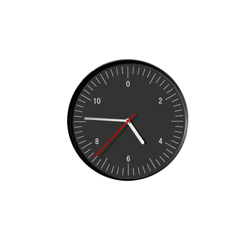 Numbers wall clock - Dunmore: A minimalist round clock featuring bold numbers on a black dial. It has white hour and minute hands, a red second hand, set at approximately 4:45.