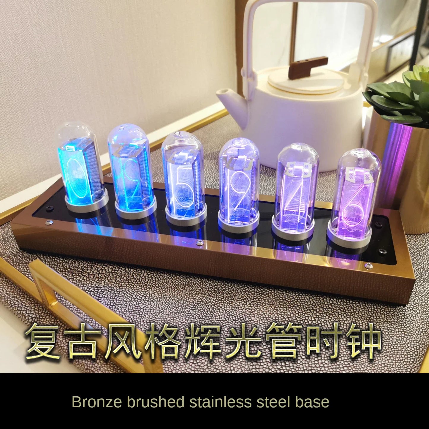 Five color options of airplane flip clock displayed together