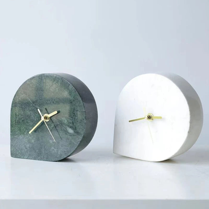 Back panel of marble mantel clock with battery compartment access