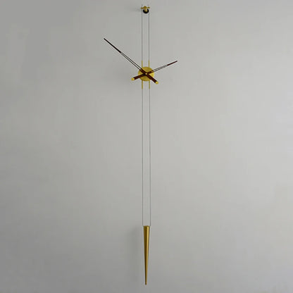 Mid century modern wall clock - Ellroy features a minimalist design with a gold clock-face, slender hands, and a walnut pendulum, embodying The Horologista’s sculptural approach to timekeeping.