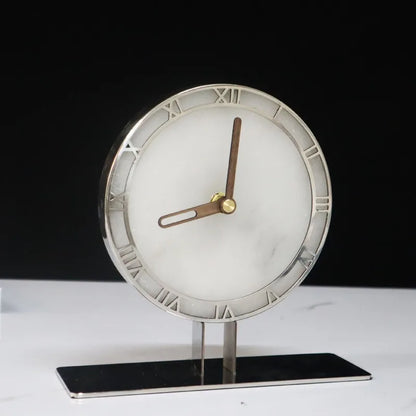 Modern marble desk clock - Caldor detail view showing textured stone face
