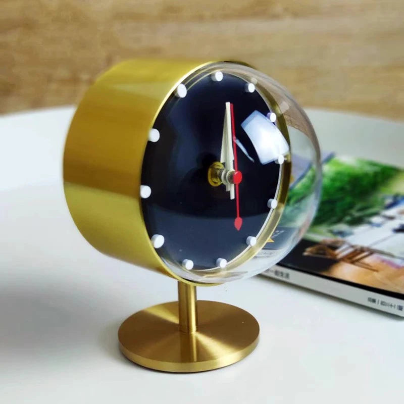 Vintage Gold Desk Clock - Weston lifestyle shot in contemporary workspace