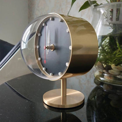 Vintage Gold Desk Clock - Weston in home office environment on wooden desk