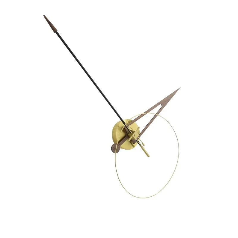 Unique modern wall clocks - Crawell: Minimalist design featuring a gold clock movement, walnut wood and metal hands, and a polished-brass ring, creating a floating, sculptural piece for statement walls.