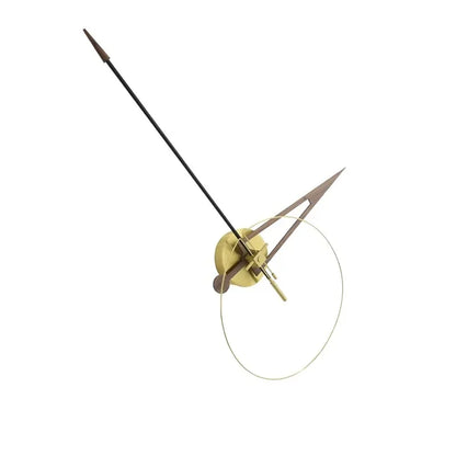 Unique modern wall clocks - Crawell: Minimalist design featuring a gold clock movement, walnut wood and metal hands, and a polished-brass ring, creating a floating, sculptural piece for statement walls.