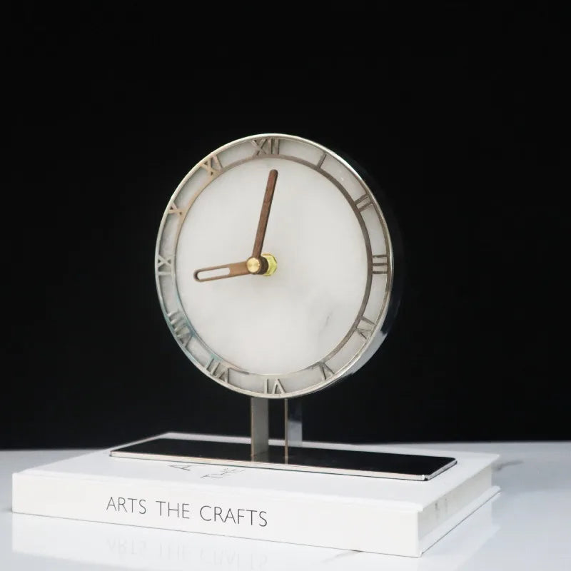 Contemporary desk clock - Caldor side view on floating stand