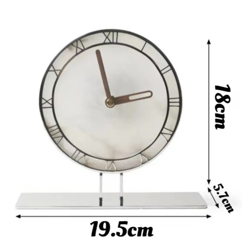 Modern marble desk clock - Caldor top-down view of stone texture
