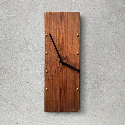 Wood Wall Clock - Stalford: A minimalist clock crafted from European linden wood with metal studs as hour markers, featuring simple black hands, perfect for enhancing spacious interiors.