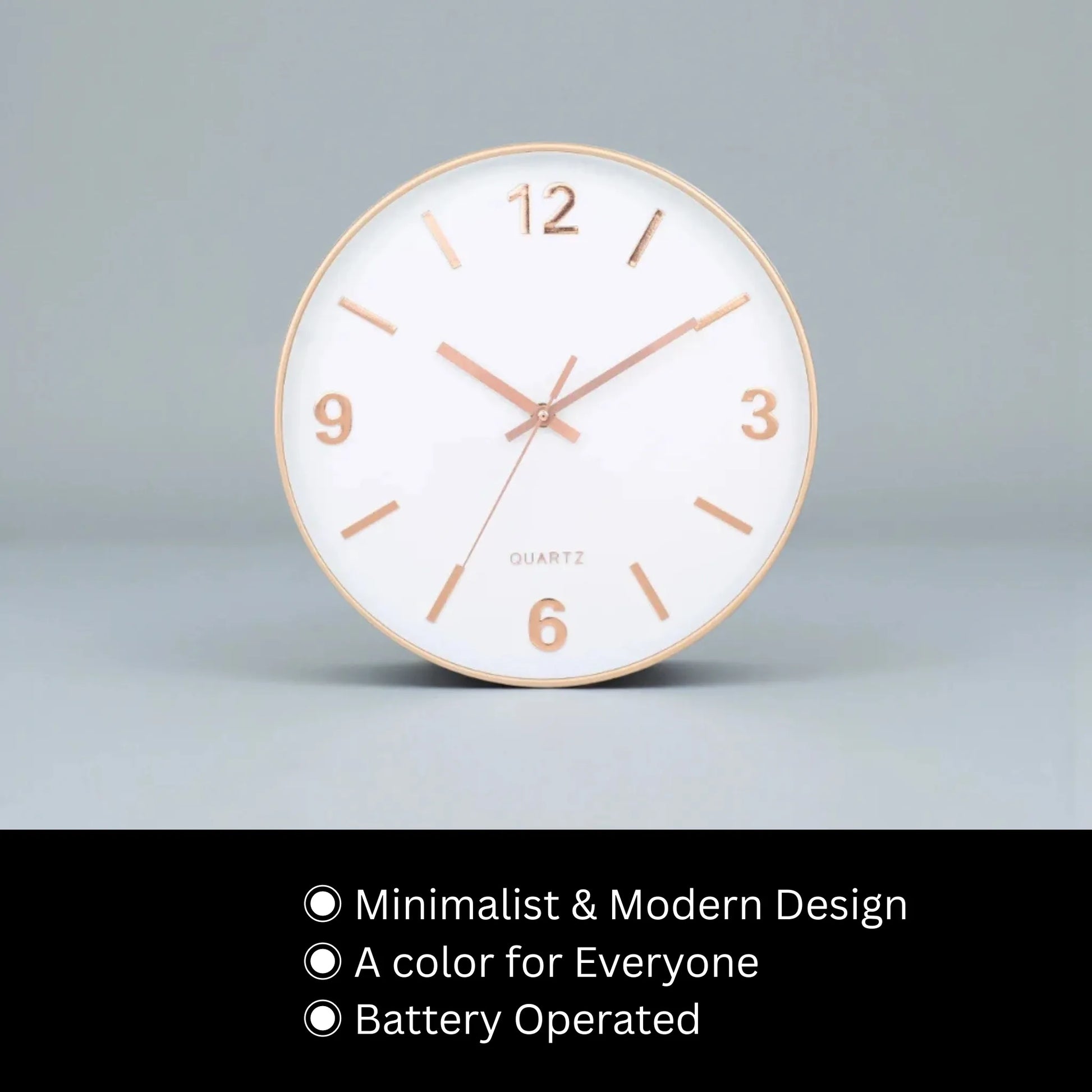 Modern Silent Wall Clock - Densford: A sleek, round wall clock with a white face, slim gold-tone frame, and minimalist numerals. Ideal for modern spaces with its silent, non-ticking quartz movement.