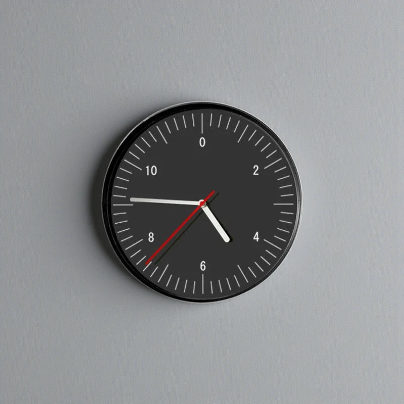 Numbers wall clock - Dunmore featuring a minimalist design, black face with bold numbers, fine tick marks, and distinct white and red hands, ideal for modern homes.
