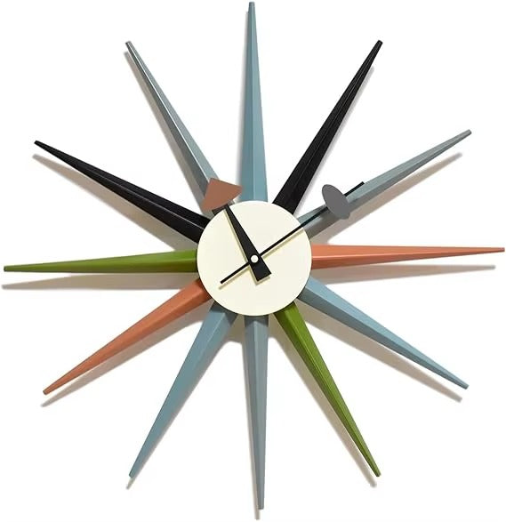 Rovell features a mid-century modern design with vibrant tapered spokes radiating from a central disc perfect for enhancing any living space.